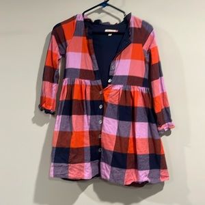 Girls Pink Chicken autumn Navy and orange plaid dress. Size 10